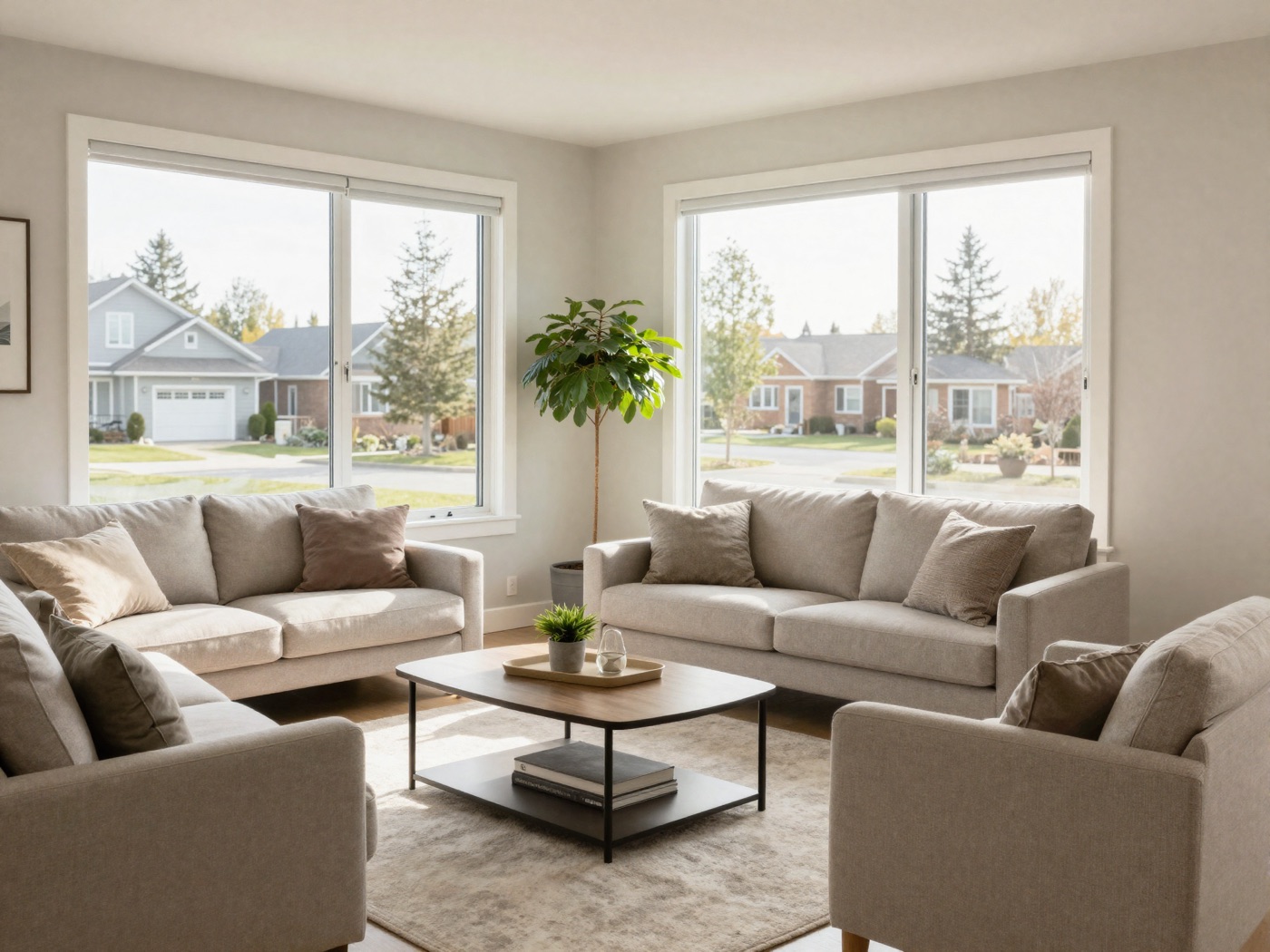Bright, freshly cleaned modern living room